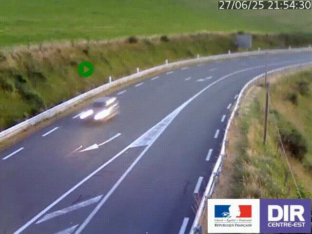 Webcam sur le col Pin Bouchain, vue orientée vers Roanne, en provenance de Lyon sur la nationale 7 (N7)