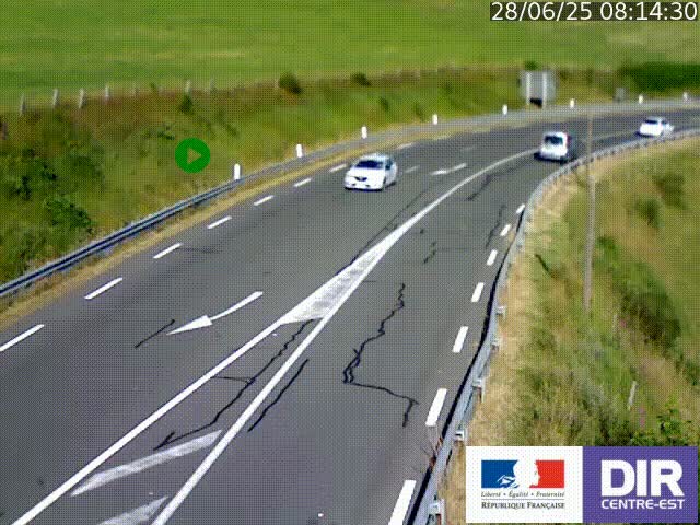 Webcam sur le col Pin Bouchain, vue orientée vers Roanne, en provenance de Lyon sur la nationale 7 (N7)
