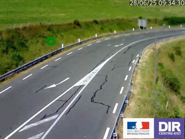 Webcam sur le col Pin Bouchain, vue orientée vers Roanne, en provenance de Lyon sur la nationale 7 (N7)