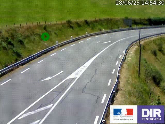 Webcam sur le col Pin Bouchain, vue orientée vers Roanne, en provenance de Lyon sur la nationale 7 (N7)
