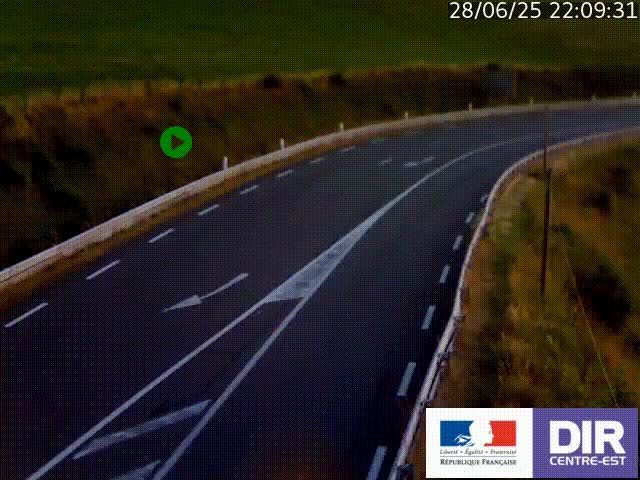 Webcam sur le col Pin Bouchain, vue orientée vers Roanne, en provenance de Lyon sur la nationale 7 (N7)