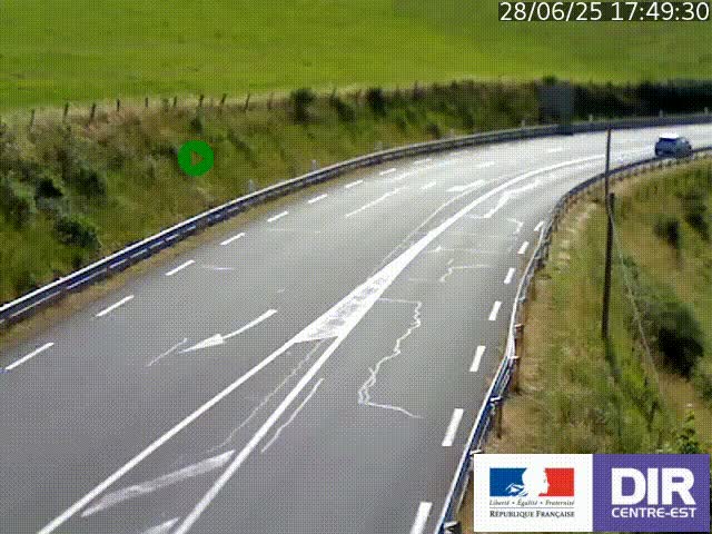 Webcam sur le col Pin Bouchain, vue orientée vers Roanne, en provenance de Lyon sur la nationale 7 (N7)