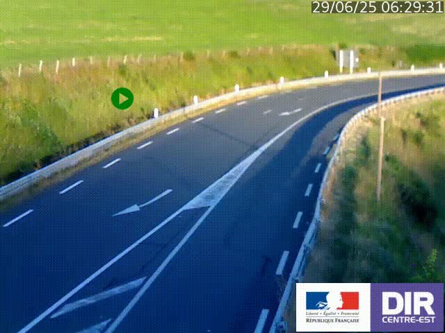 Webcam sur le col Pin Bouchain, vue orientée vers Roanne, en provenance de Lyon sur la nationale 7 (N7)