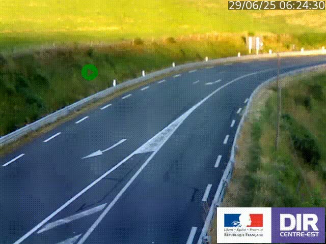Webcam sur le col Pin Bouchain, vue orientée vers Roanne, en provenance de Lyon sur la nationale 7 (N7)