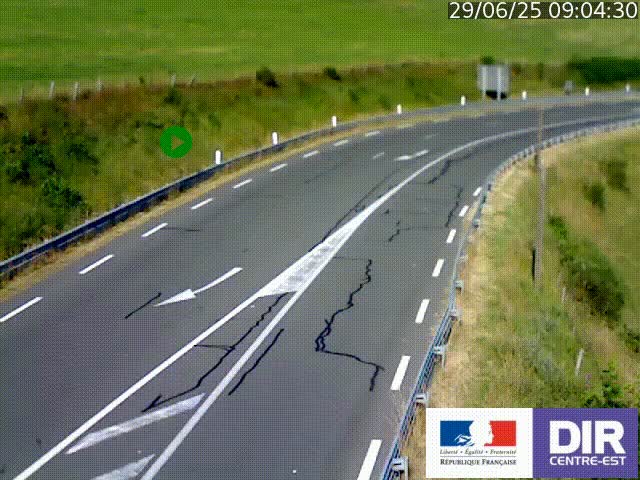 Webcam sur le col Pin Bouchain, vue orientée vers Roanne, en provenance de Lyon sur la nationale 7 (N7)