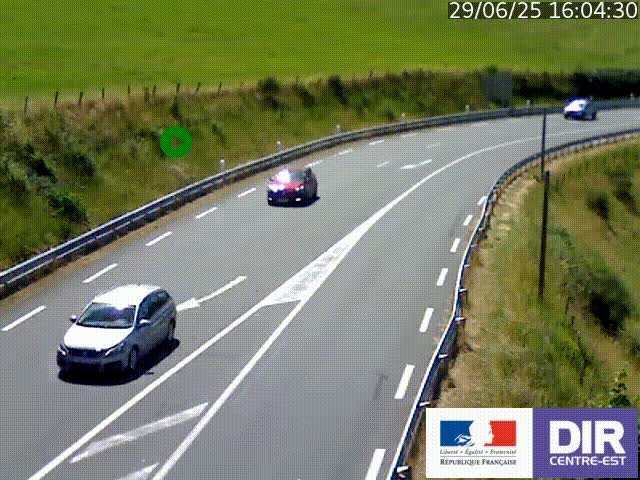 Webcam sur le col Pin Bouchain, vue orientée vers Roanne, en provenance de Lyon sur la nationale 7 (N7)