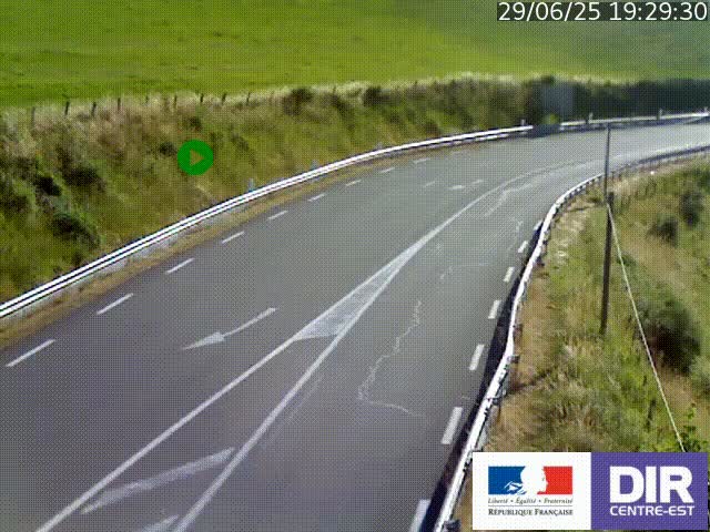 Webcam sur le col Pin Bouchain, vue orientée vers Roanne, en provenance de Lyon sur la nationale 7 (N7)