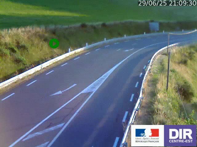 Webcam sur le col Pin Bouchain, vue orientée vers Roanne, en provenance de Lyon sur la nationale 7 (N7)