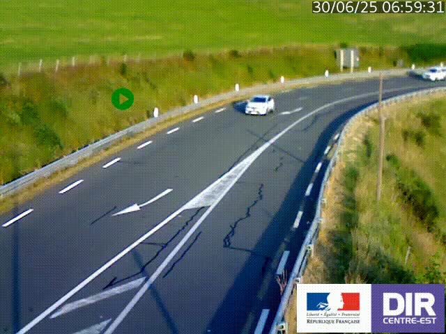 Webcam sur le col Pin Bouchain, vue orientée vers Roanne, en provenance de Lyon sur la nationale 7 (N7)