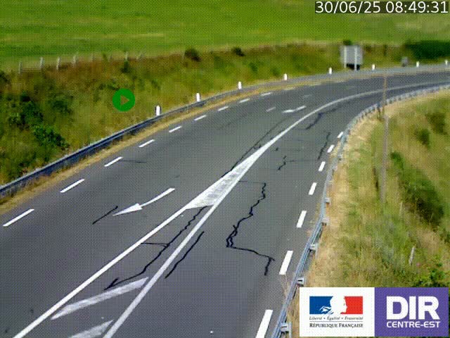 Webcam sur le col Pin Bouchain, vue orientée vers Roanne, en provenance de Lyon sur la nationale 7 (N7)