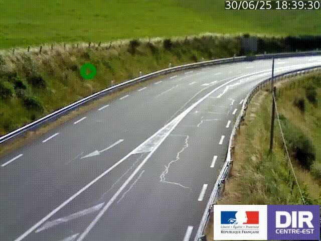 Webcam sur le col Pin Bouchain, vue orientée vers Roanne, en provenance de Lyon sur la nationale 7 (N7)