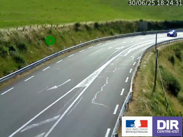 Webcam sur le col Pin Bouchain, vue orientée vers Roanne, en provenance de Lyon sur la nationale 7 (N7)