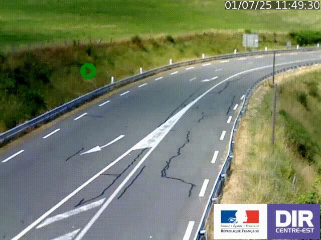 Webcam sur le col Pin Bouchain, vue orientée vers Roanne, en provenance de Lyon sur la nationale 7 (N7)