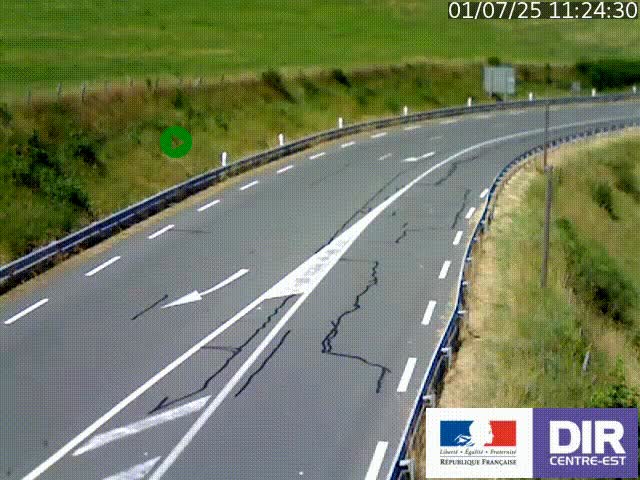 Webcam sur le col Pin Bouchain, vue orientée vers Roanne, en provenance de Lyon sur la nationale 7 (N7)
