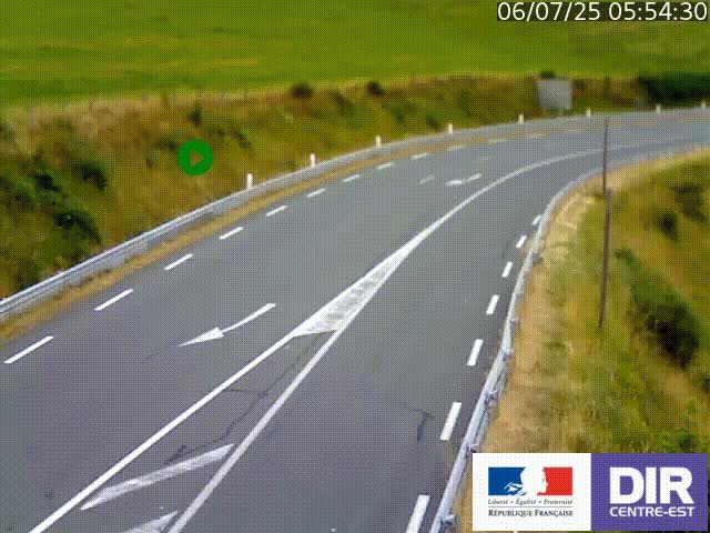 Webcam sur le col Pin Bouchain, vue orientée vers Roanne, en provenance de Lyon sur la nationale 7 (N7)
