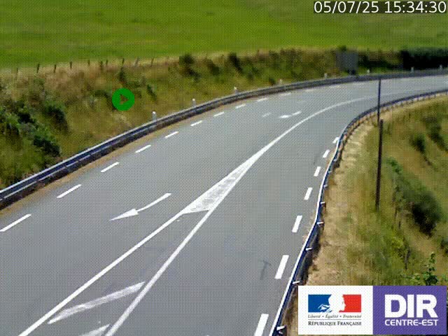 Webcam sur le col Pin Bouchain, vue orientée vers Roanne, en provenance de Lyon sur la nationale 7 (N7)