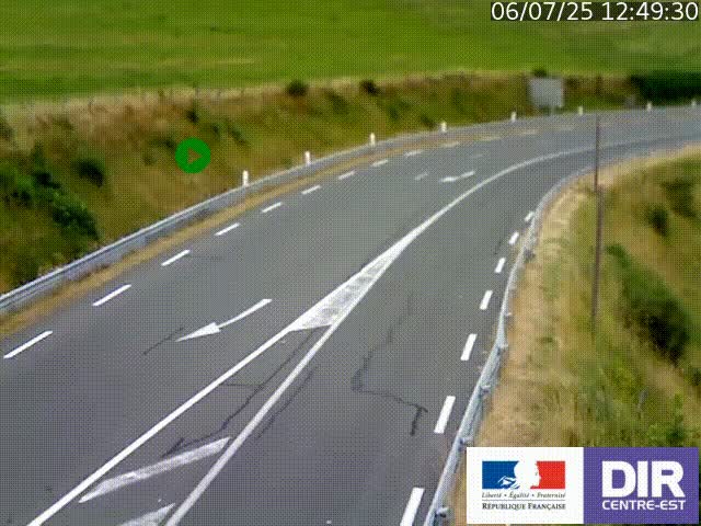Webcam sur le col Pin Bouchain, vue orientée vers Roanne, en provenance de Lyon sur la nationale 7 (N7)