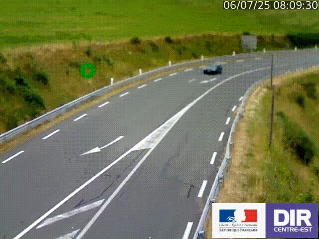 Webcam sur le col Pin Bouchain, vue orientée vers Roanne, en provenance de Lyon sur la nationale 7 (N7)