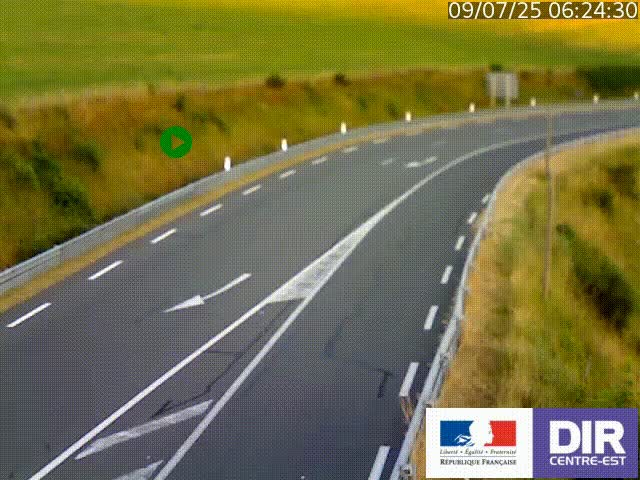 Webcam sur le col Pin Bouchain, vue orientée vers Roanne, en provenance de Lyon sur la nationale 7 (N7)