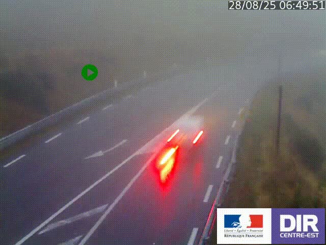 Webcam sur le col Pin Bouchain, vue orientée vers Roanne, en provenance de Lyon sur la nationale 7 (N7)