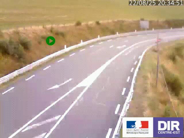 Webcam sur le col Pin Bouchain, vue orientée vers Roanne, en provenance de Lyon sur la nationale 7 (N7)