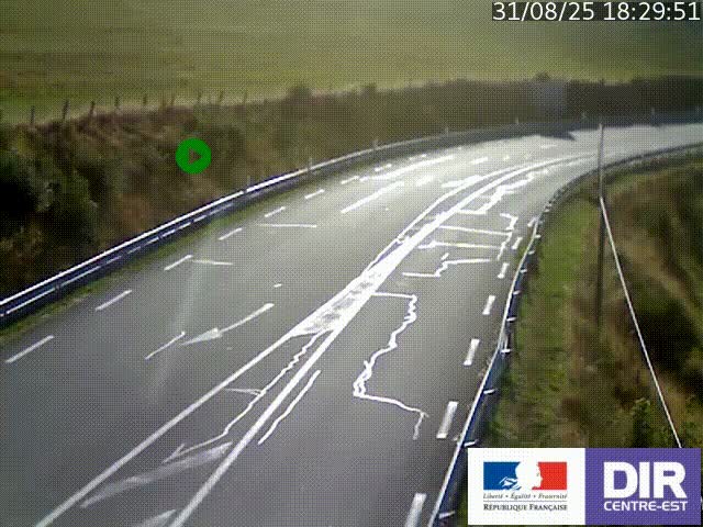Webcam sur le col Pin Bouchain, vue orientée vers Roanne, en provenance de Lyon sur la nationale 7 (N7)