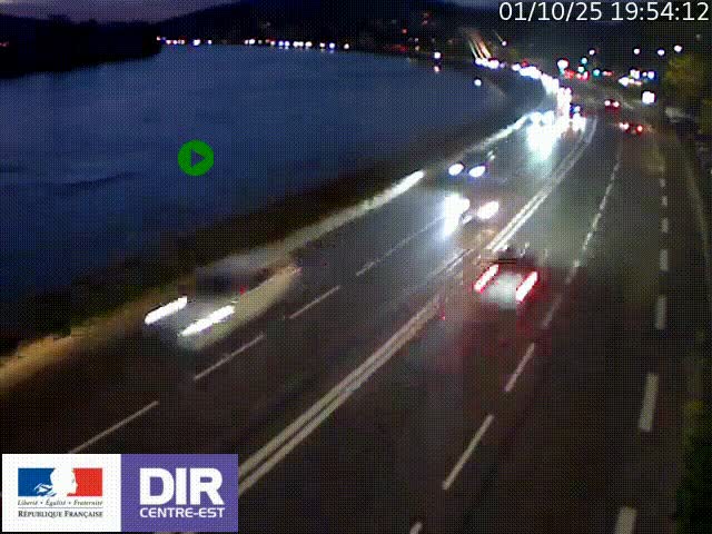 <h2>Webcam sur le quai Parjot à Vienne, aux Portes de Lyon, sur la Nationale 7, à la jonction avec le boulevard du Rhône-nord (D1407), caméra orientée vers Lyon</h2>