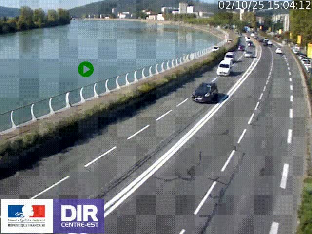 <h2>Webcam sur le quai Parjot à Vienne, aux Portes de Lyon, sur la Nationale 7, à la jonction avec le boulevard du Rhône-nord (D1407), caméra orientée vers Lyon</h2>