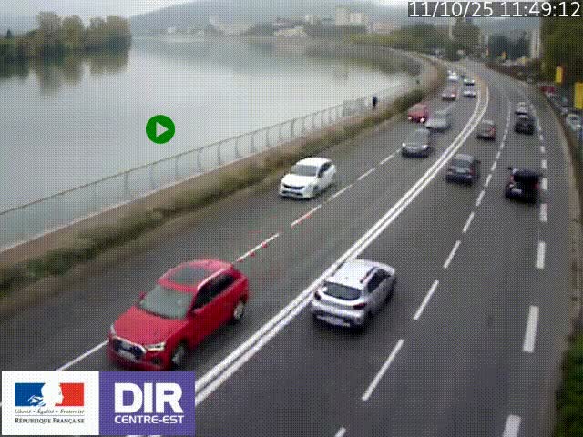 <h2>Webcam sur le quai Parjot à Vienne, aux Portes de Lyon, sur la Nationale 7, à la jonction avec le boulevard du Rhône-nord (D1407), caméra orientée vers Lyon</h2>
