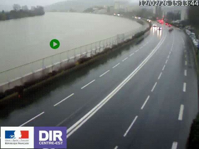 <h2>Webcam sur le quai Parjot à Vienne, aux Portes de Lyon, sur la Nationale 7, à la jonction avec le boulevard du Rhône-nord (D1407), caméra orientée vers Lyon</h2>