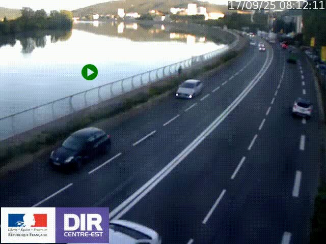 <h2>Webcam sur le quai Parjot à Vienne, aux Portes de Lyon, sur la Nationale 7, à la jonction avec le boulevard du Rhône-nord (D1407), caméra orientée vers Lyon</h2>