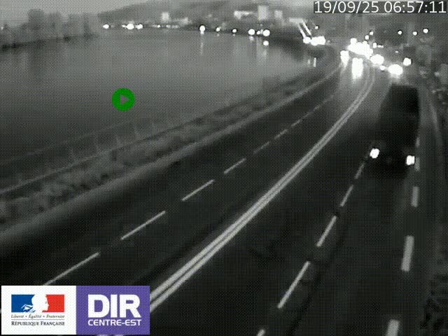 <h2>Webcam sur le quai Parjot à Vienne, aux Portes de Lyon, sur la Nationale 7, à la jonction avec le boulevard du Rhône-nord (D1407), caméra orientée vers Lyon</h2>