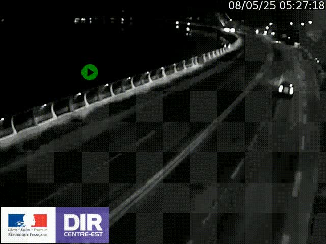 Webcam sur le quai Parjot à Vienne, aux Portes de Lyon, sur la Nationale 7, à la jonction avec le boulevard du Rhône-nord (D1407), caméra orientée vers Lyon
