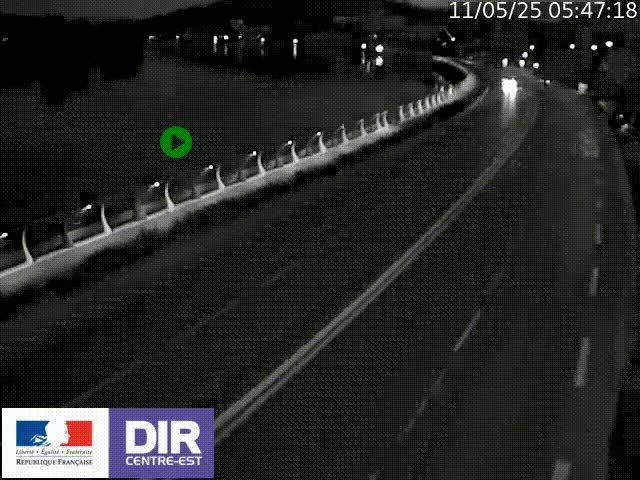 Webcam sur le quai Parjot à Vienne, aux Portes de Lyon, sur la Nationale 7, à la jonction avec le boulevard du Rhône-nord (D1407), caméra orientée vers Lyon