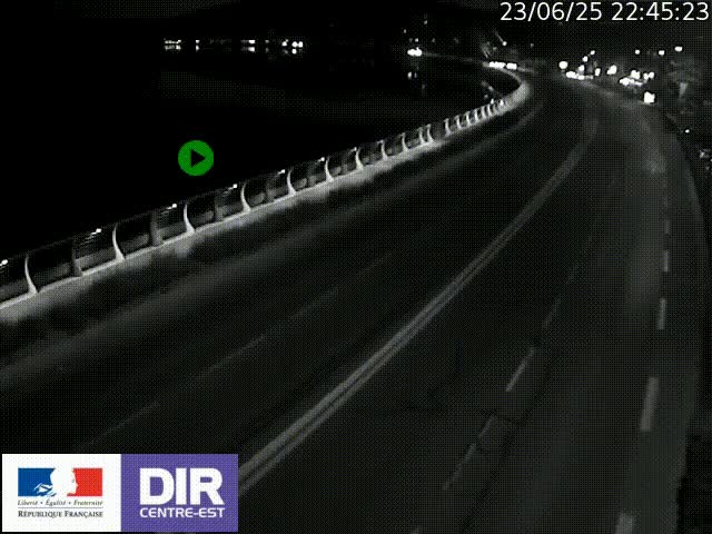 Webcam sur le quai Parjot à Vienne, aux Portes de Lyon, sur la Nationale 7, à la jonction avec le boulevard du Rhône-nord (D1407), caméra orientée vers Lyon