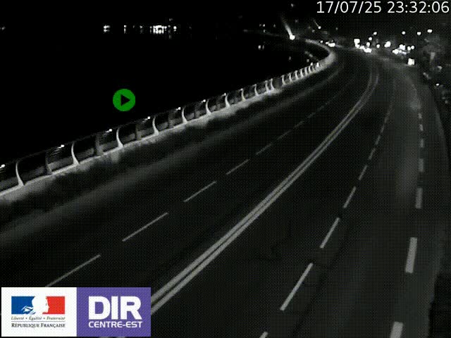 Webcam sur le quai Parjot à Vienne, aux Portes de Lyon, sur la Nationale 7, à la jonction avec le boulevard du Rhône-nord (D1407), caméra orientée vers Lyon