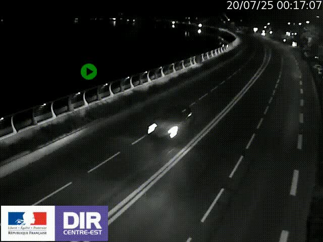 Webcam sur le quai Parjot à Vienne, aux Portes de Lyon, sur la Nationale 7, à la jonction avec le boulevard du Rhône-nord (D1407), caméra orientée vers Lyon
