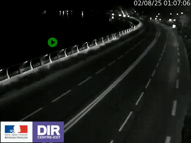 Webcam sur le quai Parjot à Vienne, aux Portes de Lyon, sur la Nationale 7, à la jonction avec le boulevard du Rhône-nord (D1407), caméra orientée vers Lyon