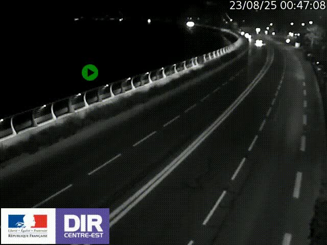 Webcam sur le quai Parjot à Vienne, aux Portes de Lyon, sur la Nationale 7, à la jonction avec le boulevard du Rhône-nord (D1407), caméra orientée vers Lyon