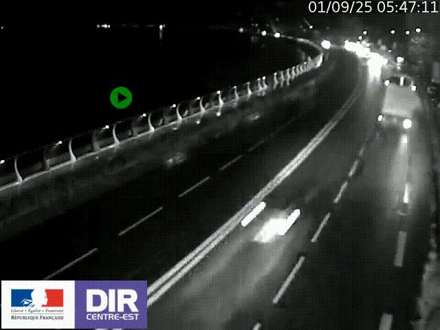 Webcam sur le quai Parjot à Vienne, aux Portes de Lyon, sur la Nationale 7, à la jonction avec le boulevard du Rhône-nord (D1407), caméra orientée vers Lyon