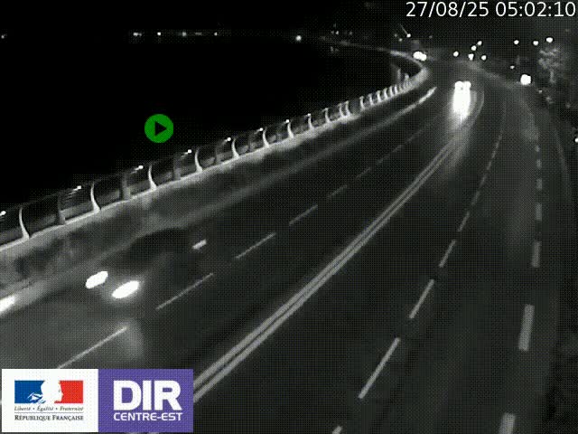 Webcam sur le quai Parjot à Vienne, aux Portes de Lyon, sur la Nationale 7, à la jonction avec le boulevard du Rhône-nord (D1407), caméra orientée vers Lyon