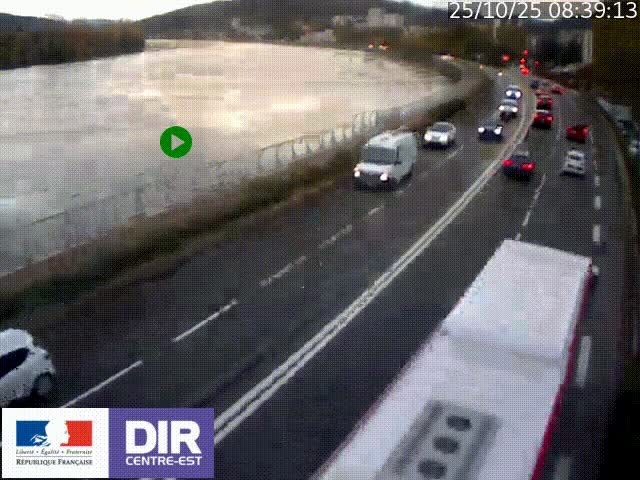Webcam sur le quai Parjot à Vienne, aux Portes de Lyon, sur la Nationale 7, à la jonction avec le boulevard du Rhône-nord (D1407), caméra orientée vers Lyon