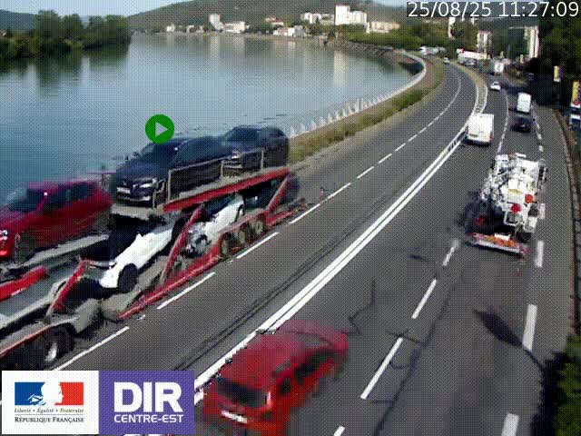 <h2>Webcam sur le quai Parjot à Vienne, aux Portes de Lyon, sur la Nationale 7, à la jonction avec le boulevard du Rhône-nord (D1407), caméra orientée vers Lyon</h2>