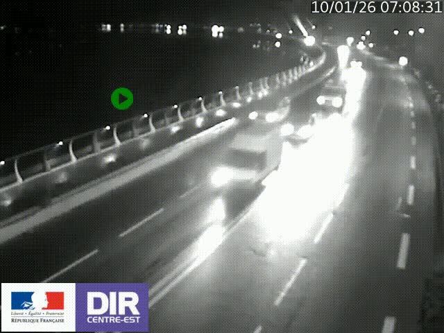 Webcam sur le quai Parjot à Vienne, aux Portes de Lyon, sur la Nationale 7, à la jonction avec le boulevard du Rhône-nord (D1407), caméra orientée vers Lyon