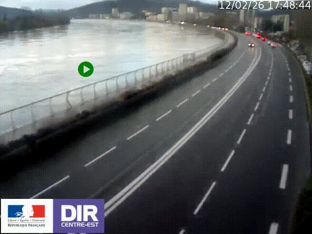 <h2>Webcam sur le quai Parjot à Vienne, aux Portes de Lyon, sur la Nationale 7, à la jonction avec le boulevard du Rhône-nord (D1407), caméra orientée vers Lyon</h2>