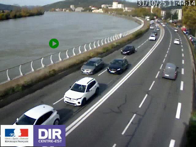 <h2>Webcam sur le quai Parjot à Vienne, aux Portes de Lyon, sur la Nationale 7, à la jonction avec le boulevard du Rhône-nord (D1407), caméra orientée vers Lyon</h2>