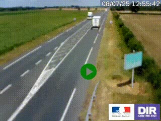 Webcam routière sur la RN7 à hauteur de Toulon-sur-Allier, entre Moulins et Vichy