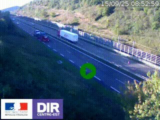 <h2>Webcam au niveau du col de Bois Clair à hauteur de Cluny sur la N79. Vue orientée vers Mâcon</h2>