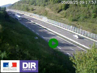 Webcam au niveau du col de Bois Clair à hauteur de Cluny sur la N79. Vue orientée vers Mâcon