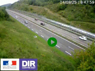 Webcam au niveau du col de Bois Clair à hauteur de Cluny sur la N79. Vue orientée vers Mâcon